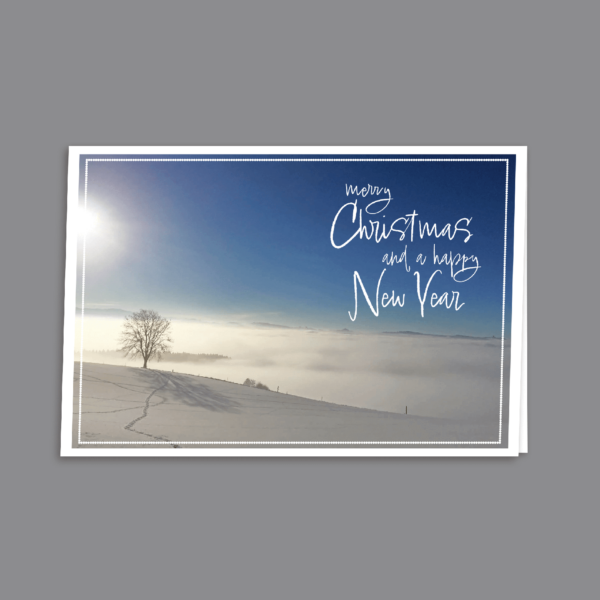 Faltkarte Merry Christmas and a happy New Year Winterlandschaft